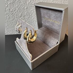 Lussoro 2 pairs of hoops earring’s 18 k  gold plated. Gold and sil